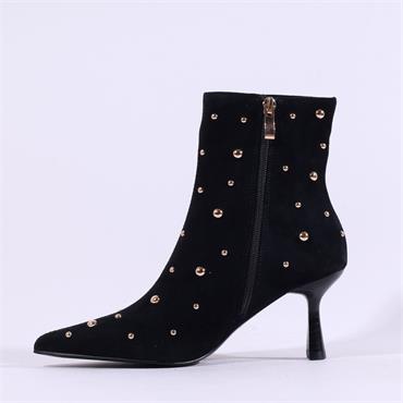 Pedro Anton Gerona Stud High Heel Boot - Black Suede